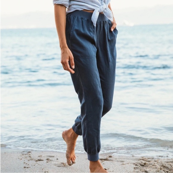 Faherty Arlie jogger NWT Linen Blend Sz L Washed Black - Picture 1 of 8